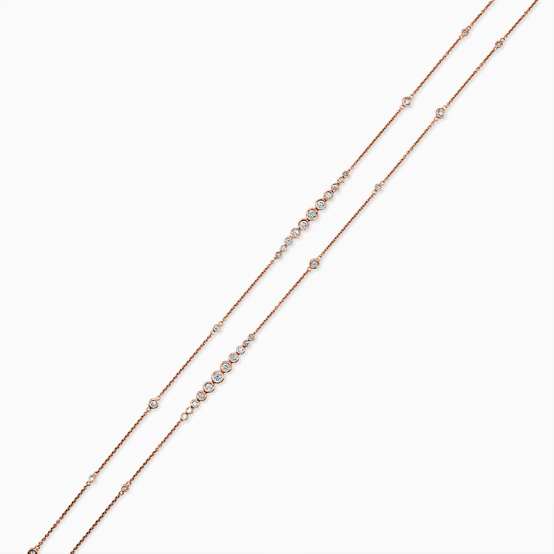18ct Rose Gold Rubover Set Long Diamond Necklace