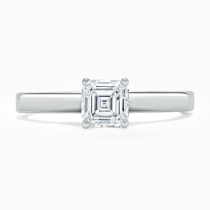 Platinum Asscher Cut Openset Engagement Ring