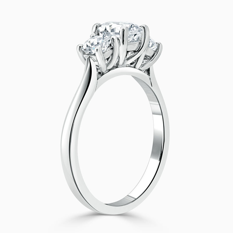 Platinum Round Brilliant 3 Stone with Rounds Engagement Ring