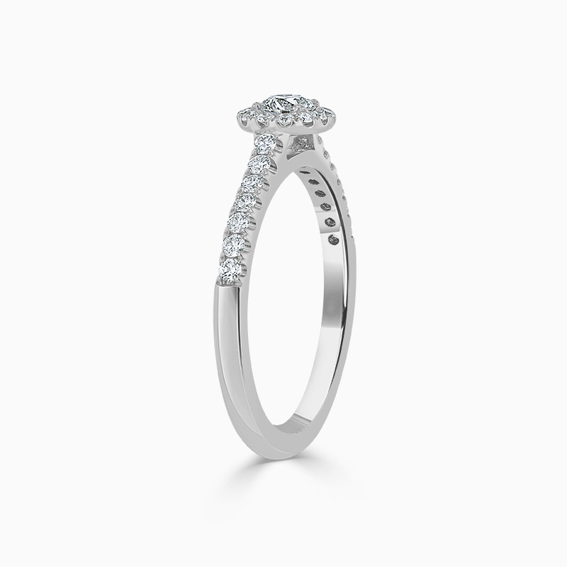 Platinum Round Brilliant Halo Diamond Engagement Ring