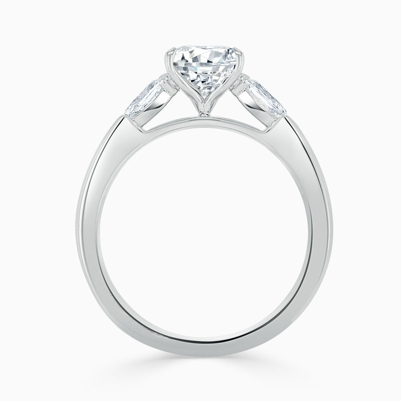 Platinum Cushion Cut 3 Stone with Pears Engagement Ring