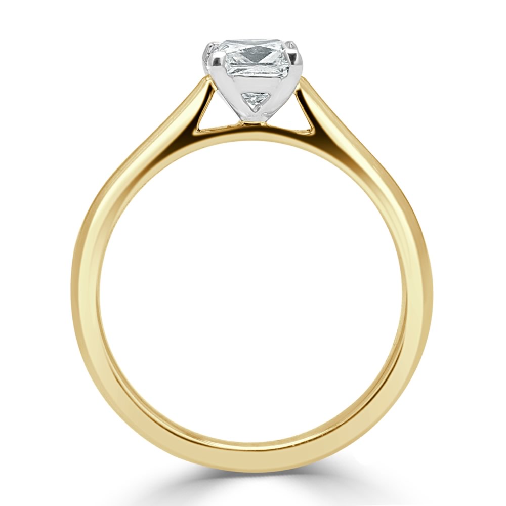 18ct Yellow Gold Princess Cut Classic Wedfit Engagement Ring with Princess, 0.69ct, G Colour, VS1 Clarity - GIA