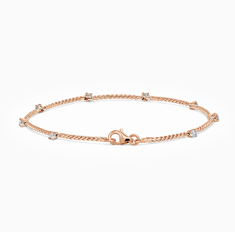18ct Rose Gold Diamond Set Twisted Bracelet