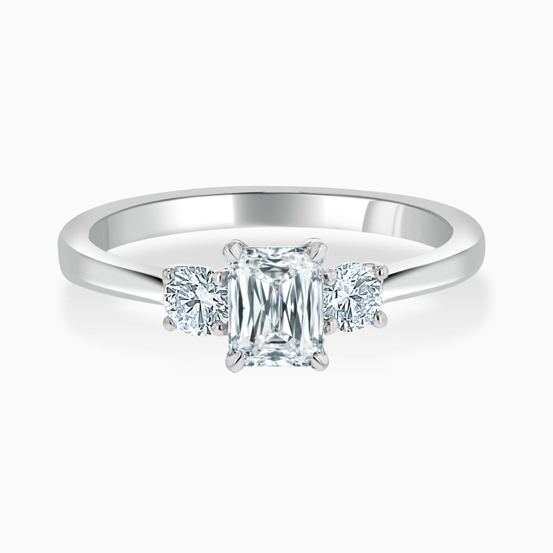 Platinum Crisscut 3 Stone With Rounds Engagement Ring with Crisscut, 0.57ct, G Colour, VS1 Clarity - GIA