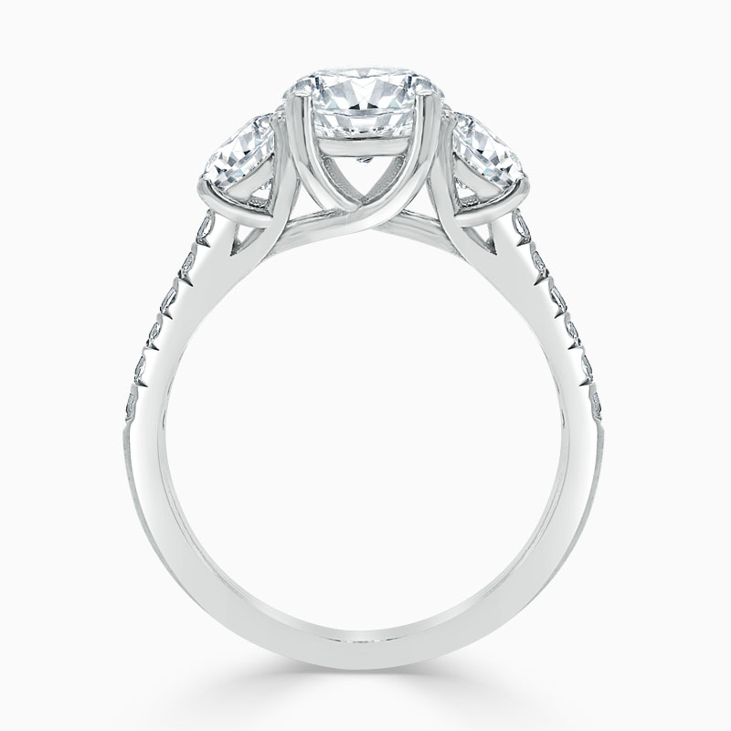 Platinum Round Brilliant Openset 3 Stone with Cutdown Engagement Ring