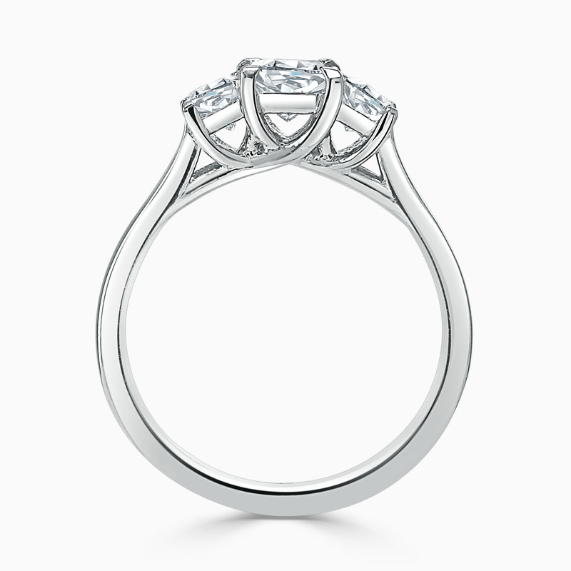 Platinum Princess Cut Openset 3 Stone Engagement Ring