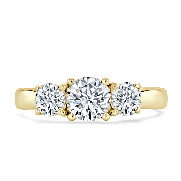 18ct Yellow Gold Round Brilliant Openset 3 Stone Engagement Ring