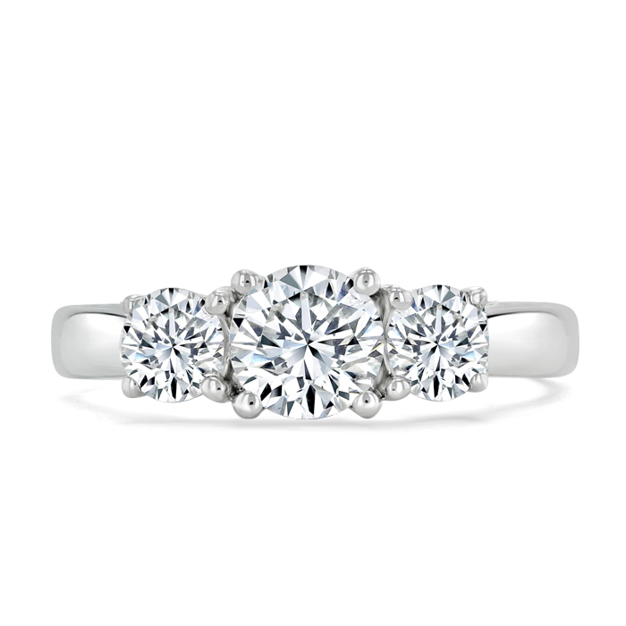 Platinum Round Brilliant Openset 3 Stone Engagement Ring