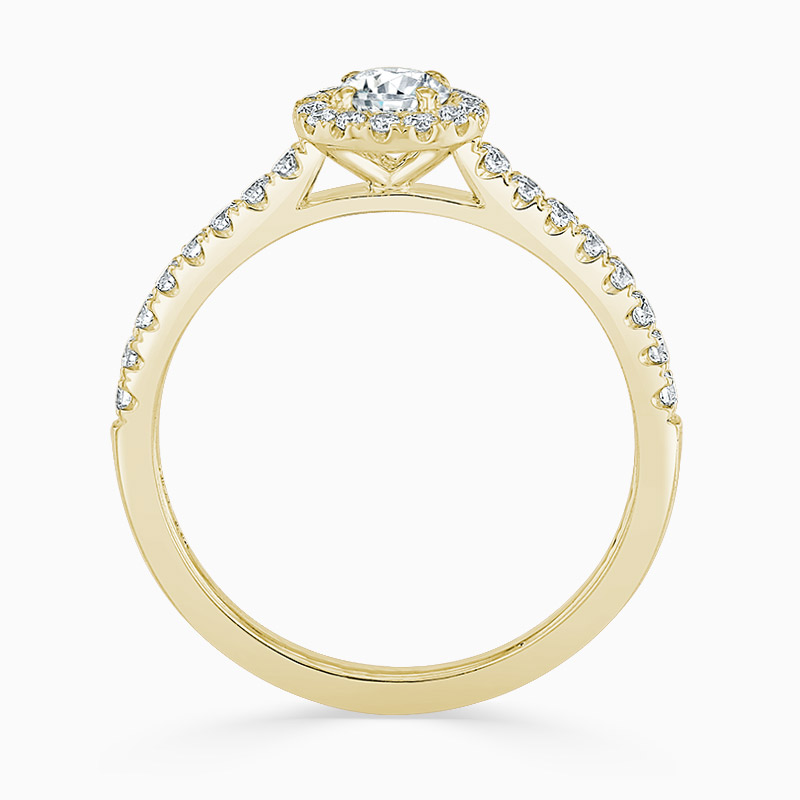18ct Yellow Gold Round Brilliant Halo Diamond Engagement Ring