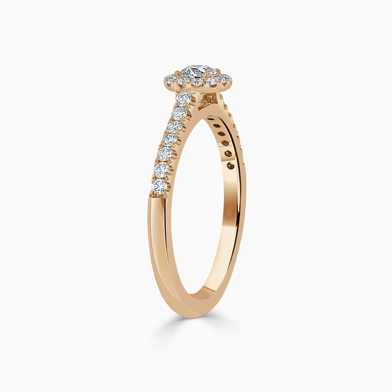 18ct Rose Gold Round Brilliant Halo Diamond Engagement Ring