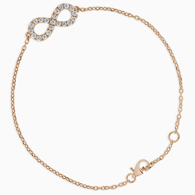 18ct Rose Gold Infinity Motif Charm Bracelet