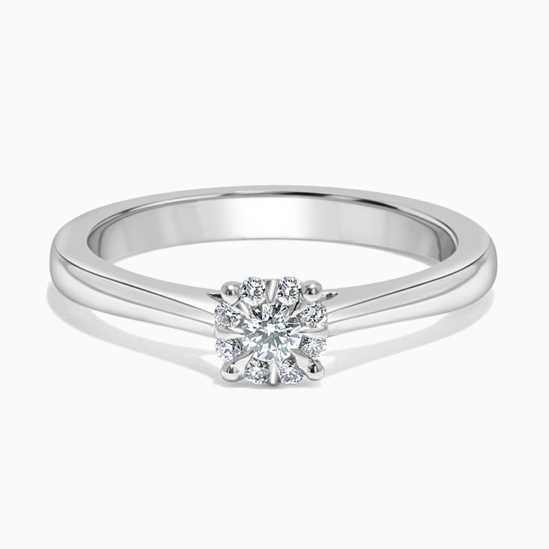 18ct White Gold Cluster Diamond Set Engagement Ring