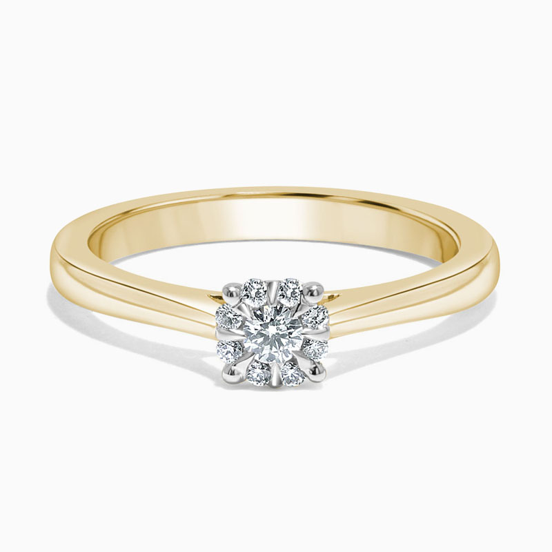 18ct Yellow Gold Cluster Diamond Set Engagement Ring