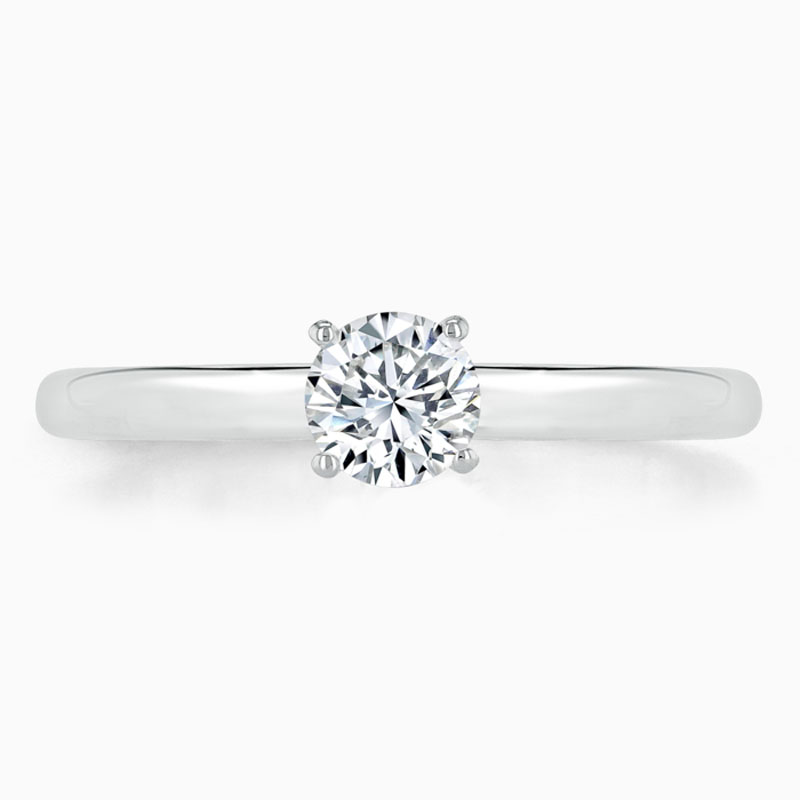 Platinum 950 Round Brilliant Simplicity Engagement Ring with Round, 0.25ct, D Colour, VS2 Clarity - GIA