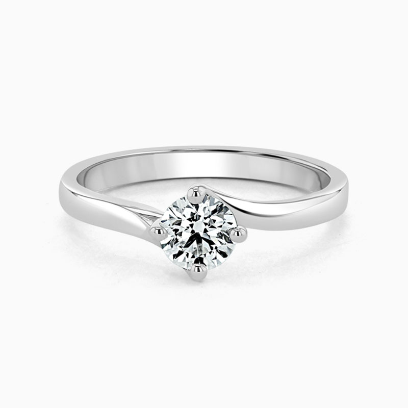 Platinum 950 Round Brilliant Twist Engagement Ring with Round, 0.3ct, F Colour, SI1 Clarity - GIA