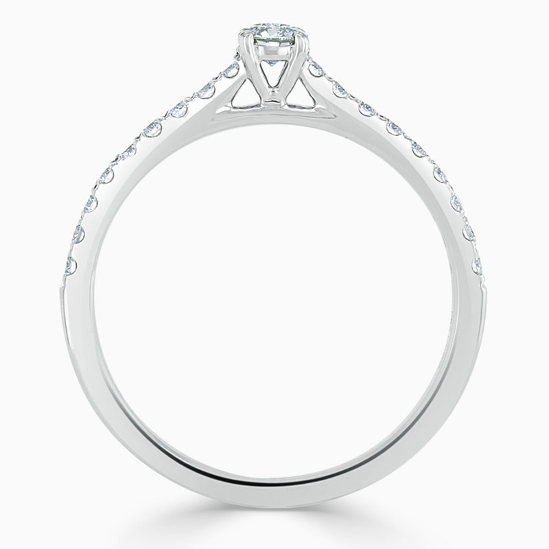 Platinum 950 Round Brilliant Classic Wedfit Cutdown Engagement Ring with Round, 0.18ct, J Colour, VVS1 Clarity - GIA