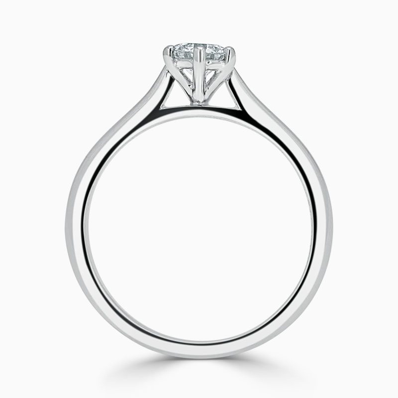 Platinum 950 Round Brilliant Wedfit 6 Claw Engagement Ring with Round, 0.4ct, F Colour, SI1 Clarity - GIA
