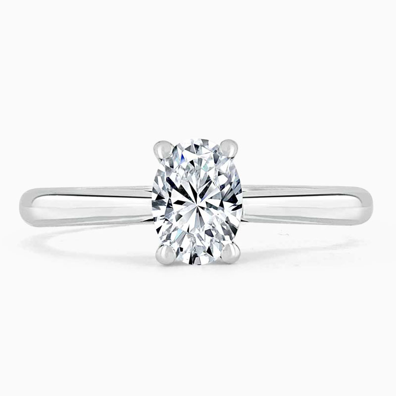 Platinum 950 Oval Shape Classic Wedfit Engagement Ring with Oval, 0.5ct, D Colour, VS2 Clarity - GIA
