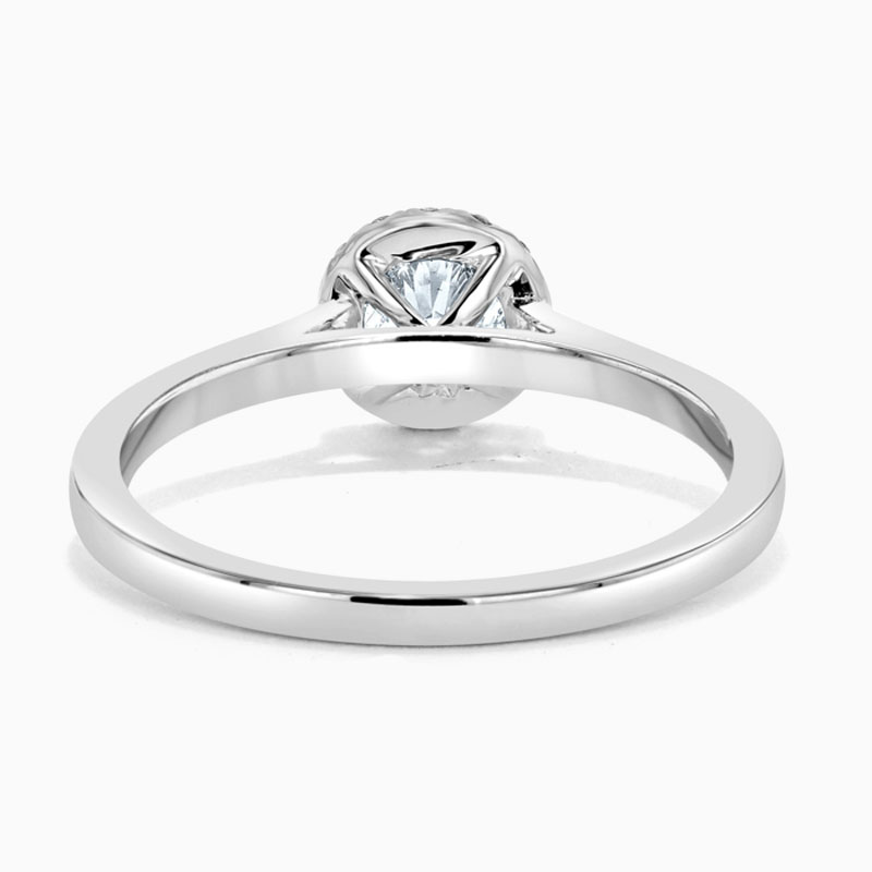 Platinum 950 Round Brilliant Classic Plain Halo Engagement Ring with Round, 0.4ct, E Colour, VS2 Clarity - GIA