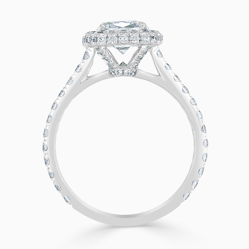 18ct White Gold Cushion Cut Original Halo Engagement Ring