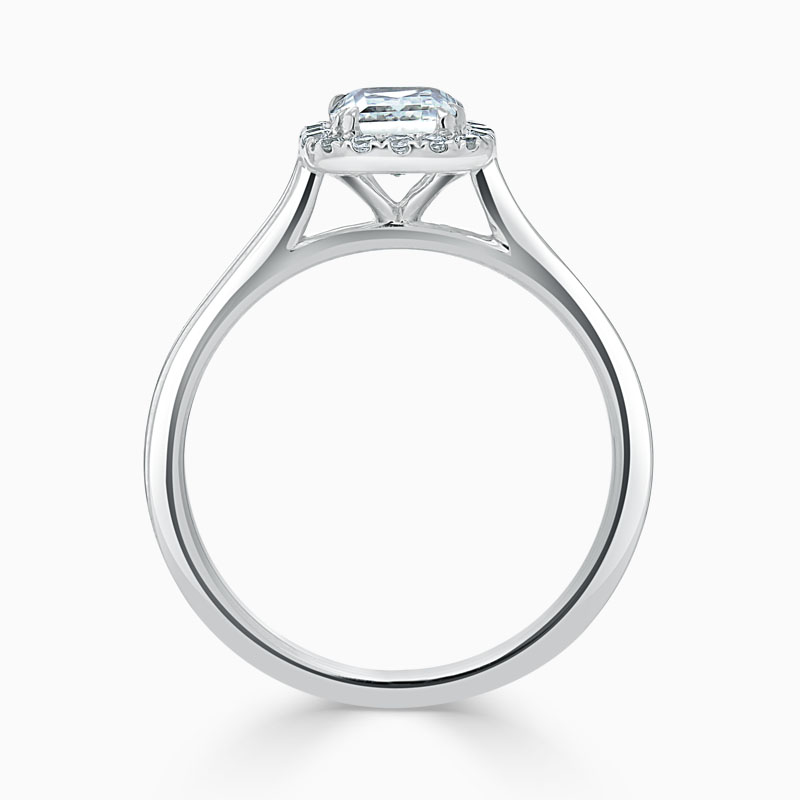 Platinum Cushion Cut Classic Plain Halo Engagement Ring