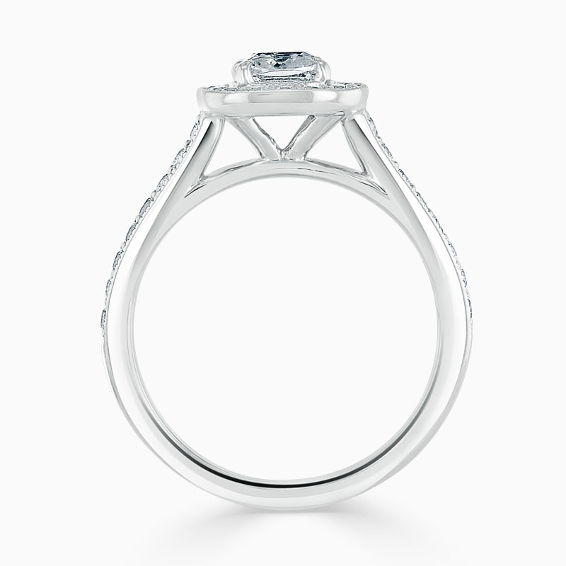 Platinum Cushion Cut Vintage Pavé Halo Engagement Ring