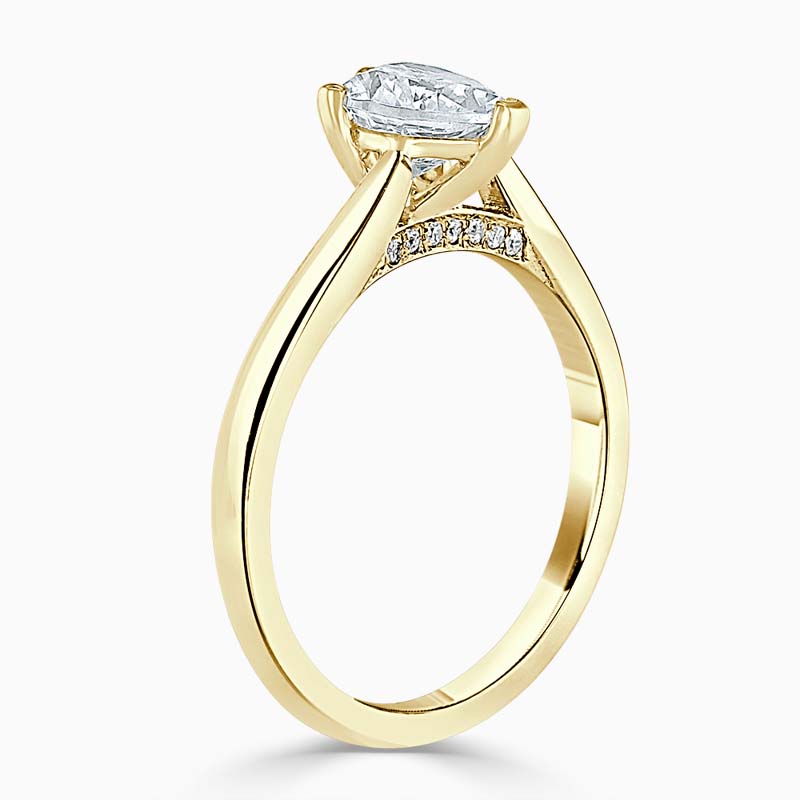 18ct Yellow Gold Heart Shape Diamond Set Lotus Engagement Ring