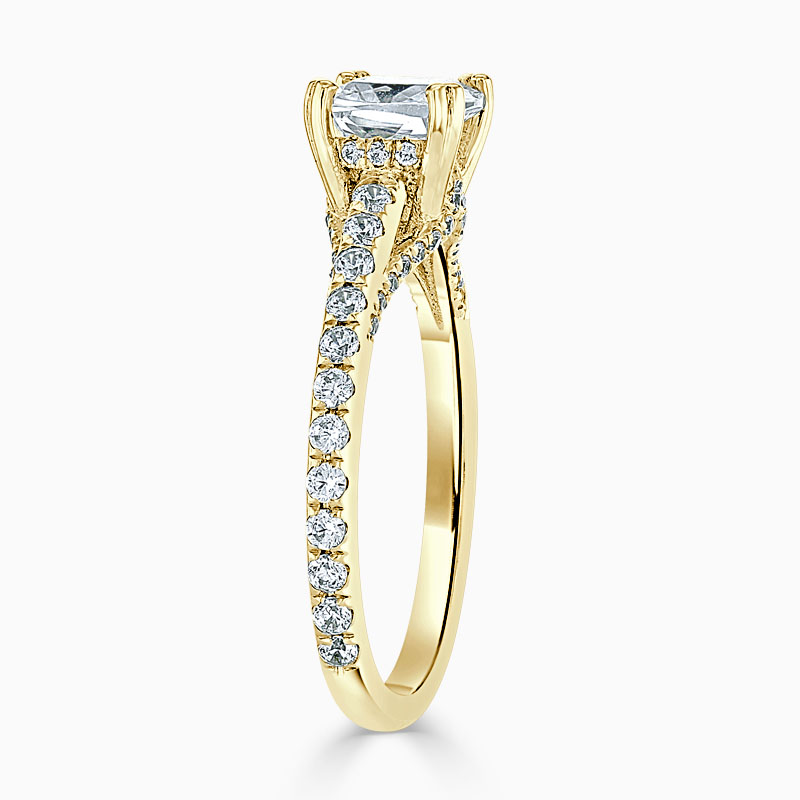 18ct Yellow Gold Cushion Cut Entwined Set Engagement Ring