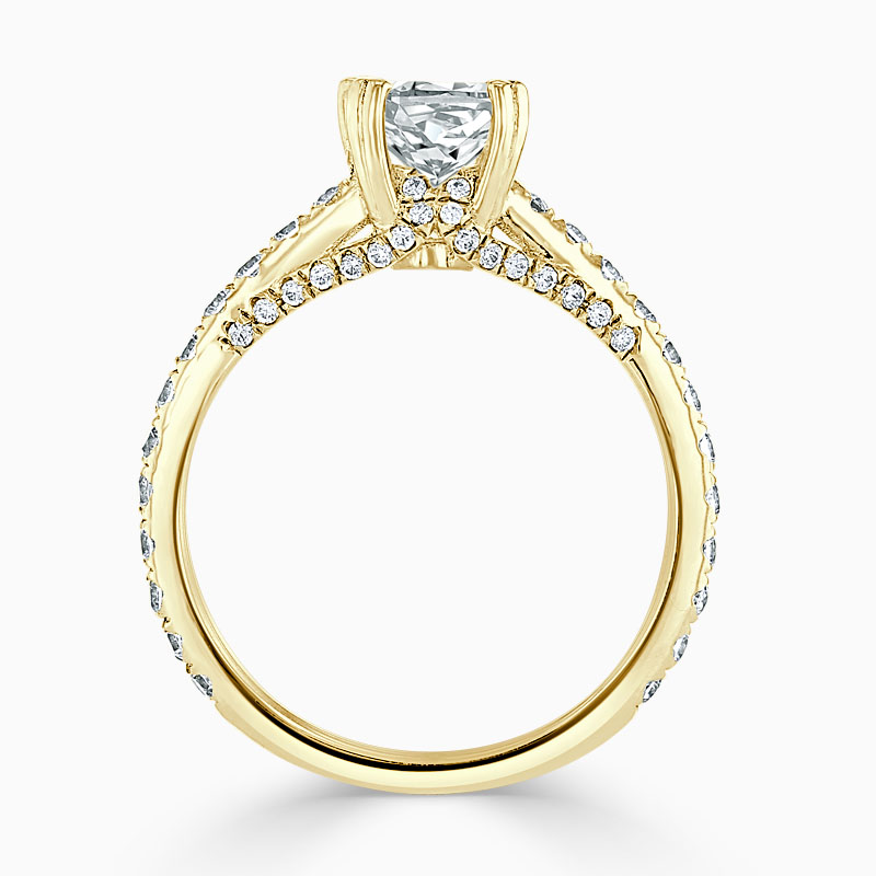 18ct Yellow Gold Cushion Cut Entwined Set Engagement Ring