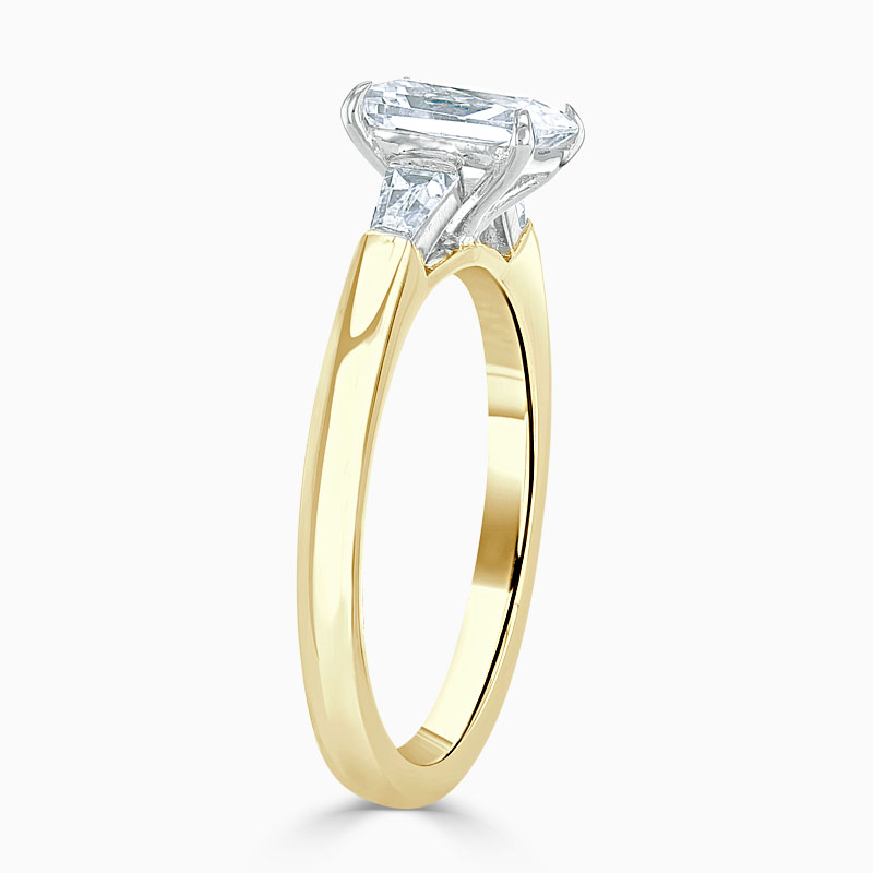 18ct Yellow Gold Emerald Cut 3 Stone with Tapers Engagement Ring