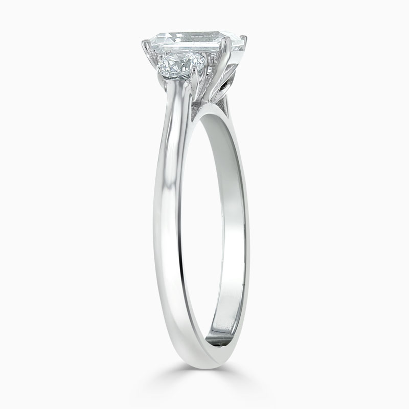 Platinum Emerald Cut 3 Stone with Rounds Engagement Ring