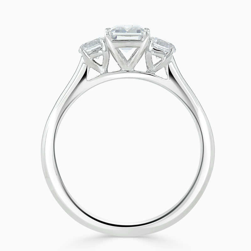 Platinum Emerald Cut 3 Stone with Rounds Engagement Ring