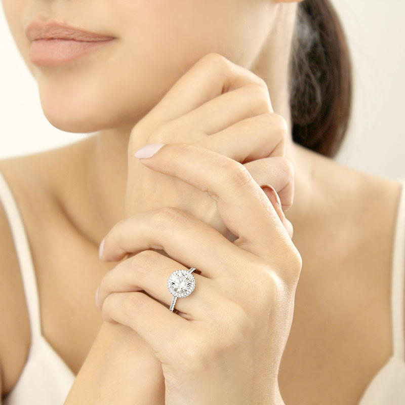 Platinum Round Brilliant Luxe Halo Engagement Ring