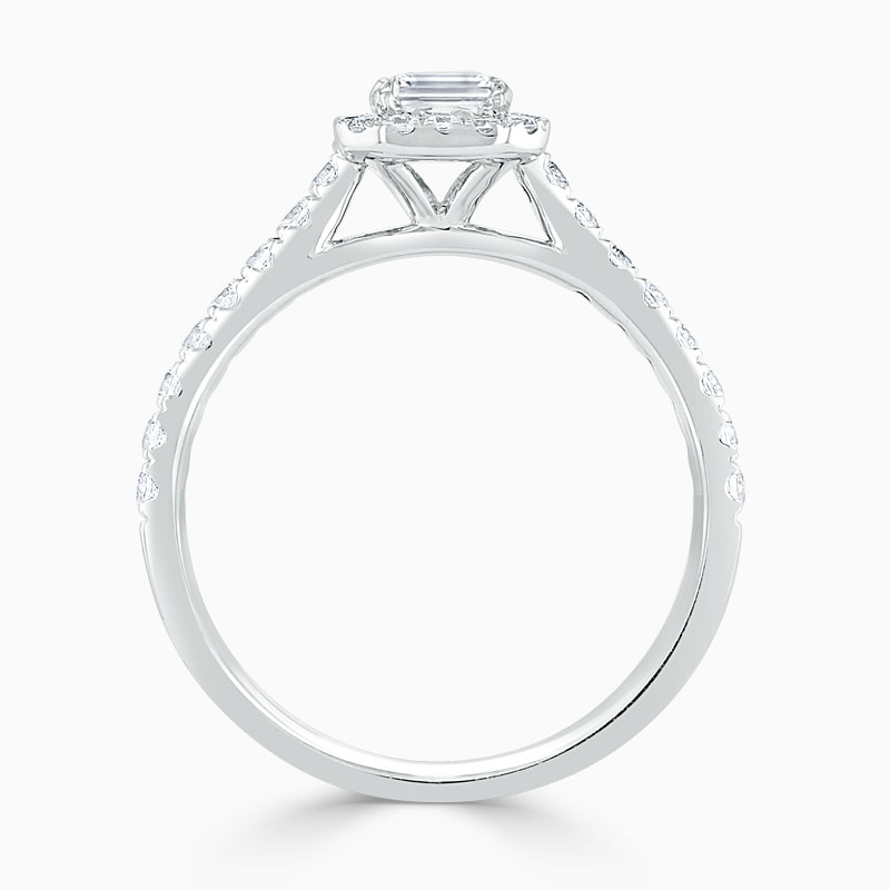 Platinum Emerald Cut Classic Wedfit Halo Engagement Ring
