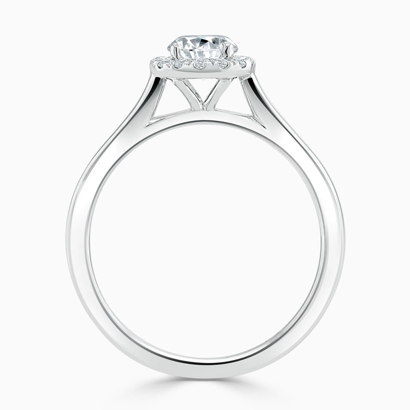 Platinum 950 Round Brilliant Classic Plain Halo Engagement Ring with Round 6.8mm Moissanite
