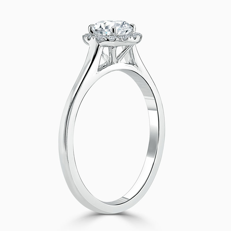 Platinum 950 Round Brilliant Classic Plain Halo Engagement Ring with Round, 0.65ct, G Colour, VS Clarity - GIA