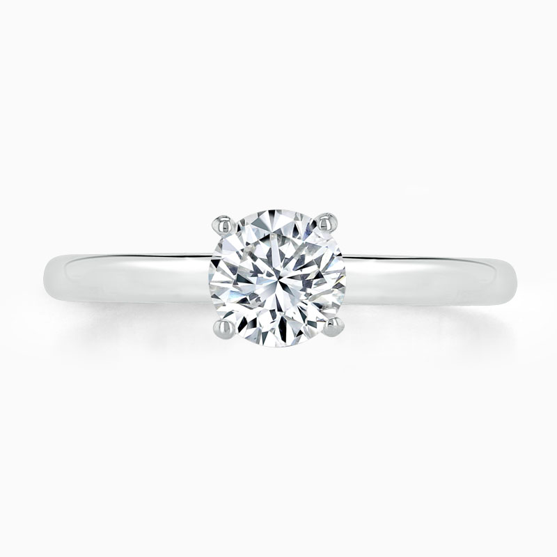 Platinum 950 Round Brilliant Simplicity Engagement Ring with Round, 0.65ct, G Colour, VS Clarity - GIA