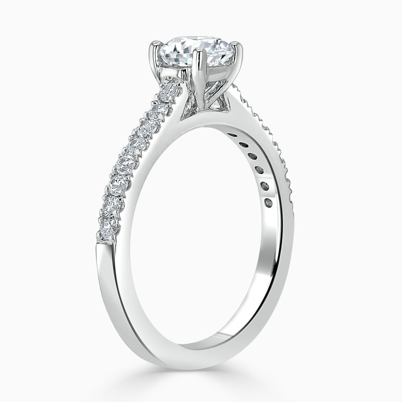 Platinum Round Brilliant Classic Wedfit Cutdown Engagement Ring with Round, 1.30ct, G Colour, VS Clarity - GIA