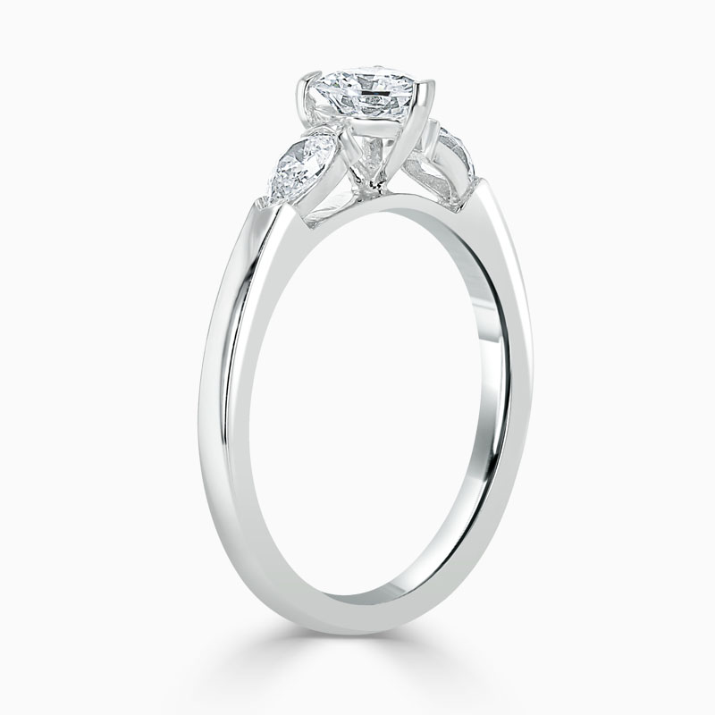 18ct White Gold Heart Shape 3 Stone with Pears Engagement Ring