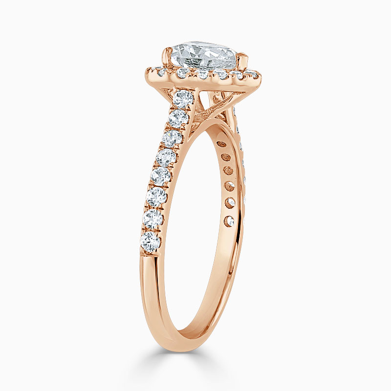 18ct Rose Gold Heart Shape Classic Wedfit Halo Engagement Ring