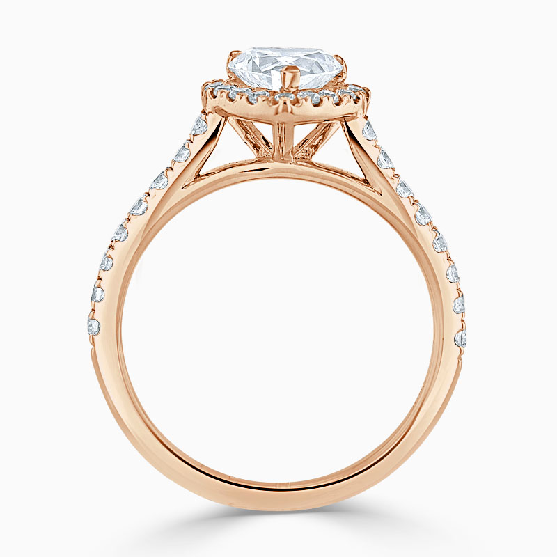 18ct Rose Gold Heart Shape Classic Wedfit Halo Engagement Ring