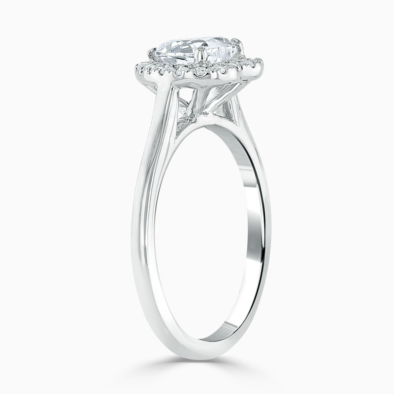 Platinum Heart Shape Classic Plain Halo Engagement Ring