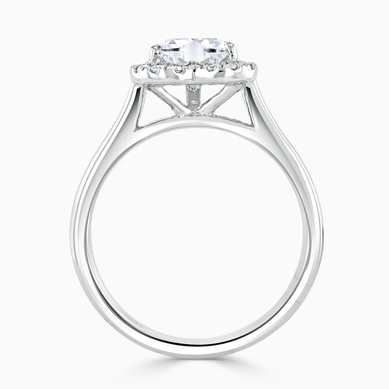 18ct White Gold Heart Shape Classic Plain Halo Engagement Ring