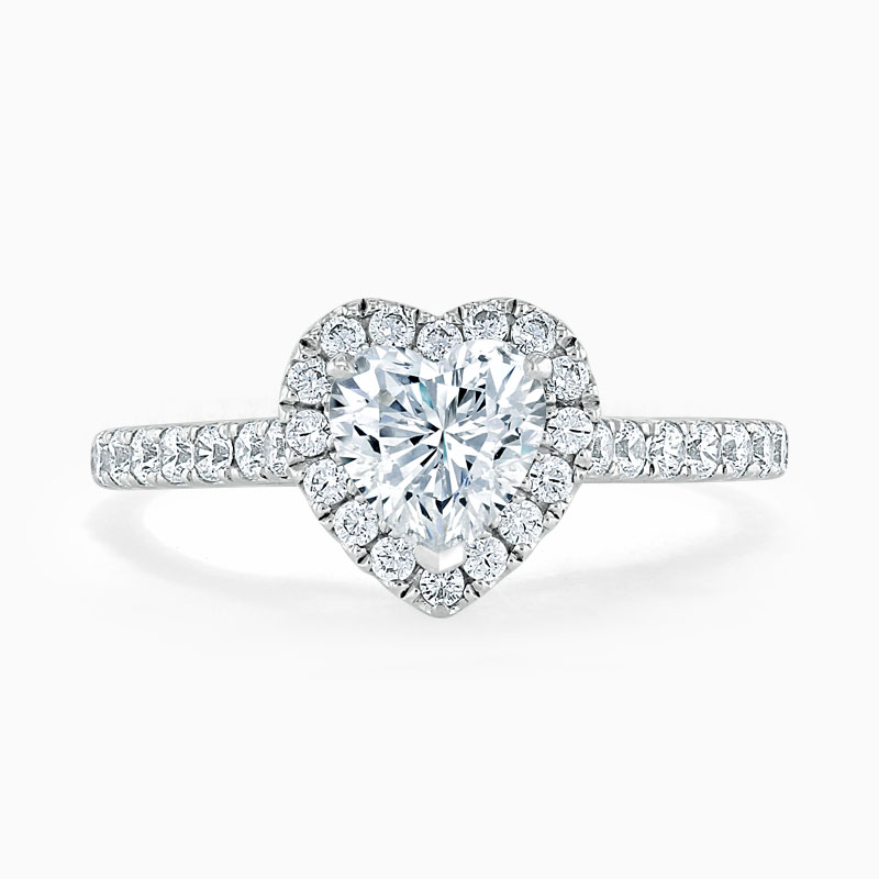 18ct White Gold Heart Shape Classic Wedfit Halo Engagement Ring