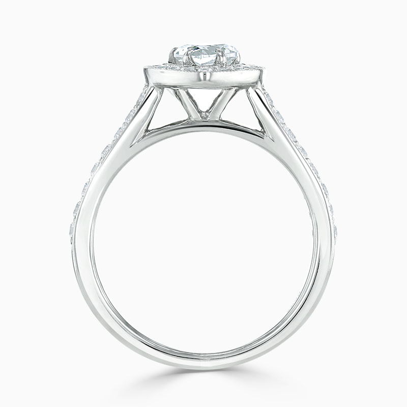 18ct White Gold Heart Shape Vintage Pavé Halo Engagement Ring