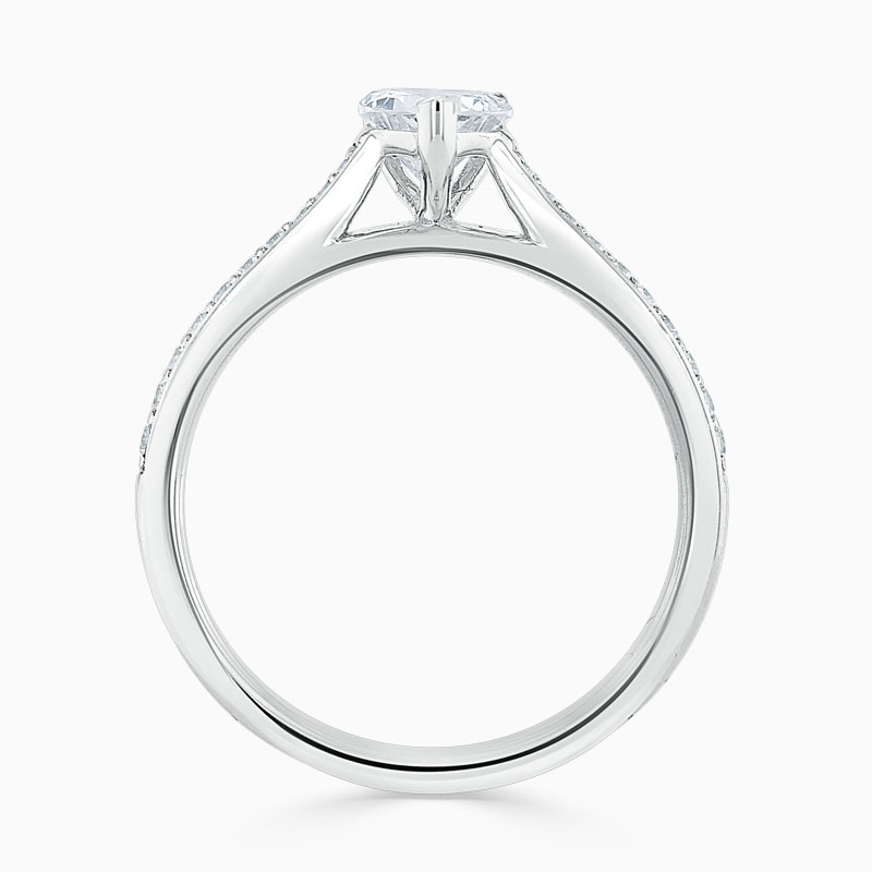 18ct White Gold Heart Shape Tapered Pavé Engagement Ring