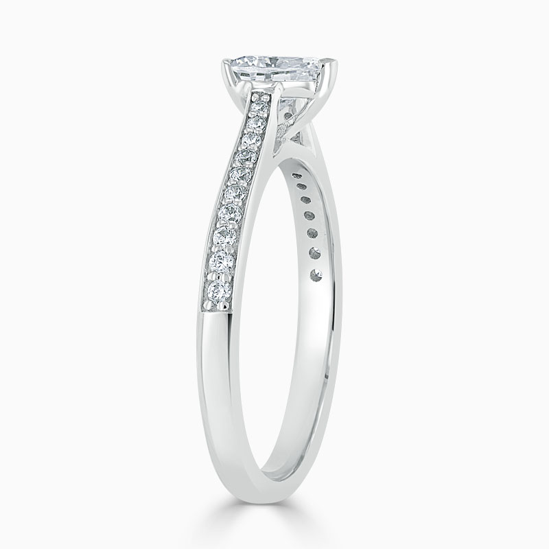 Platinum Heart Shape Tapered Pavé Engagement Ring
