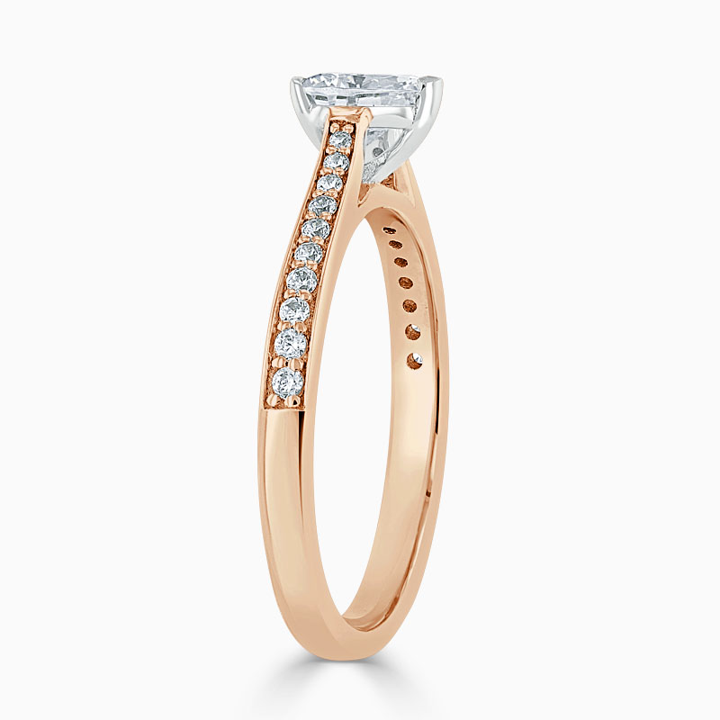 18ct Rose Gold Heart Shape Tapered Pavé Engagement Ring