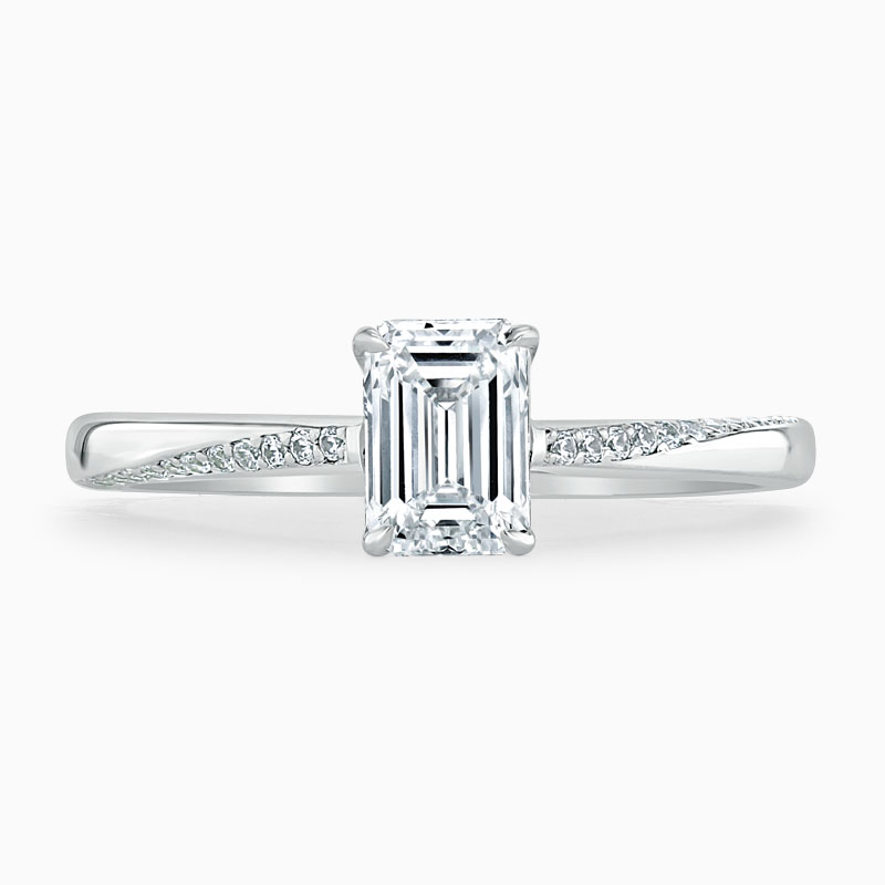 Platinum Emerald Cut Vortex Engagement Ring