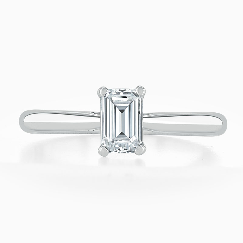 Platinum Emerald Cut Classic Wedfit Engagement Ring